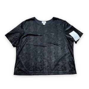 Jordan Top Woman 3X Black Short Sleeve Snake Print Office Career NWT VTG